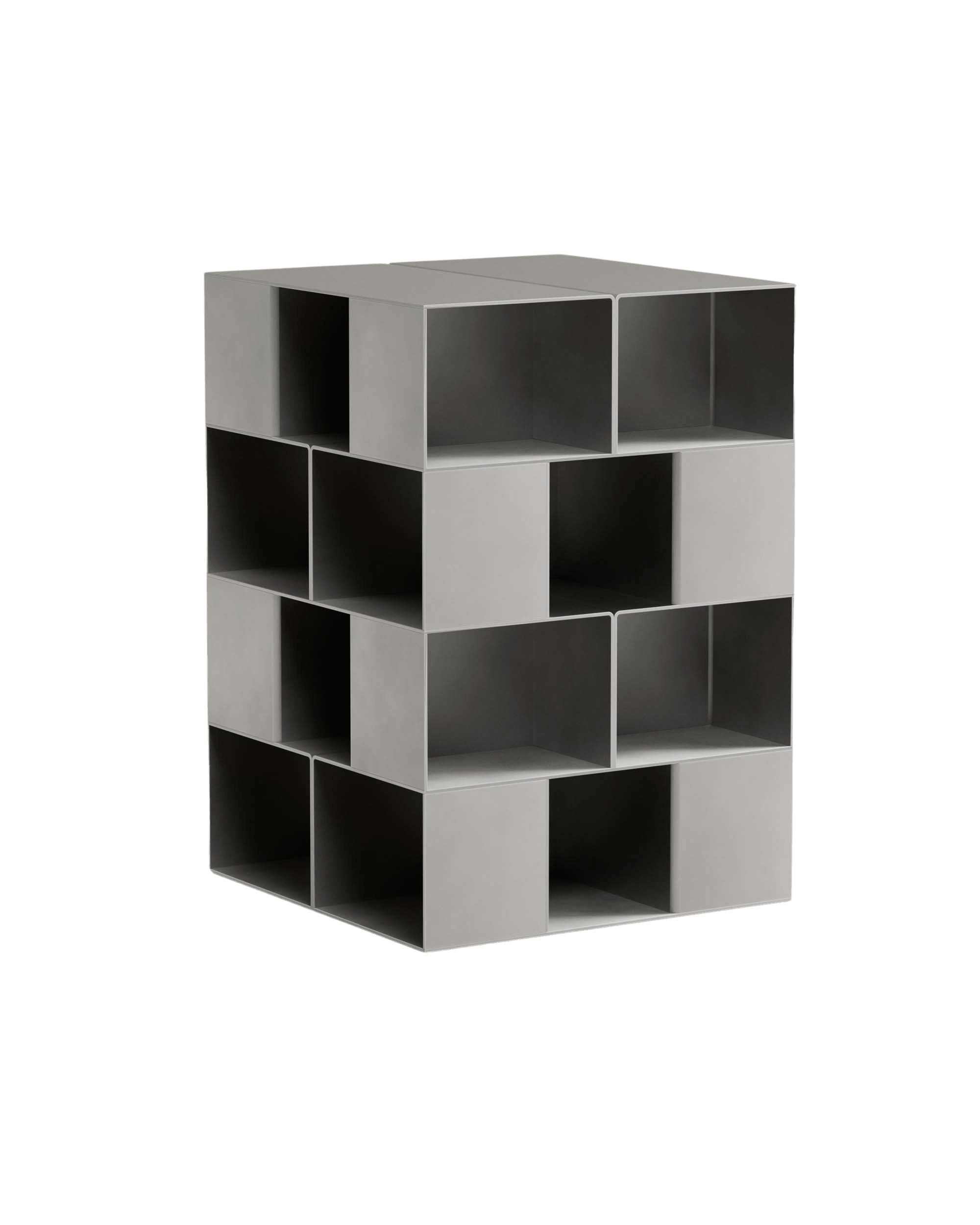 Section Pillar Shelf by Paul Coenen – grey metal shelving unit with open square and rectangular compartments
