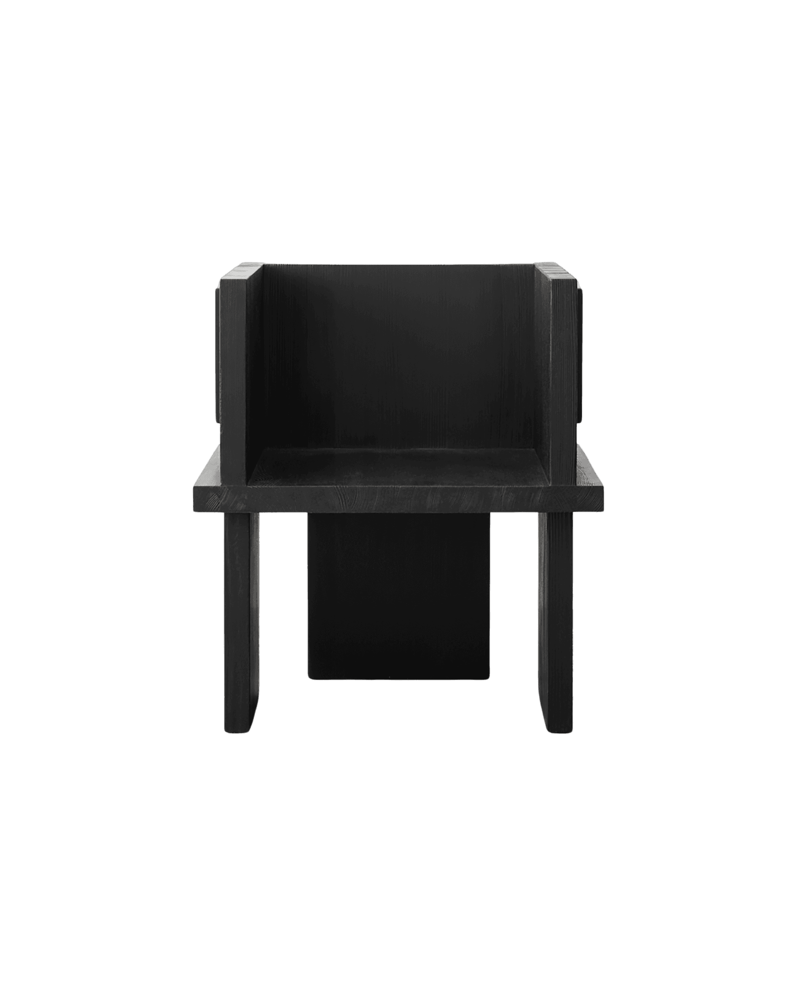 ItooRaba Lounge Chair by Sizar Alexis - dark pine armchair, thick blocky armrests and monolithic matte finish