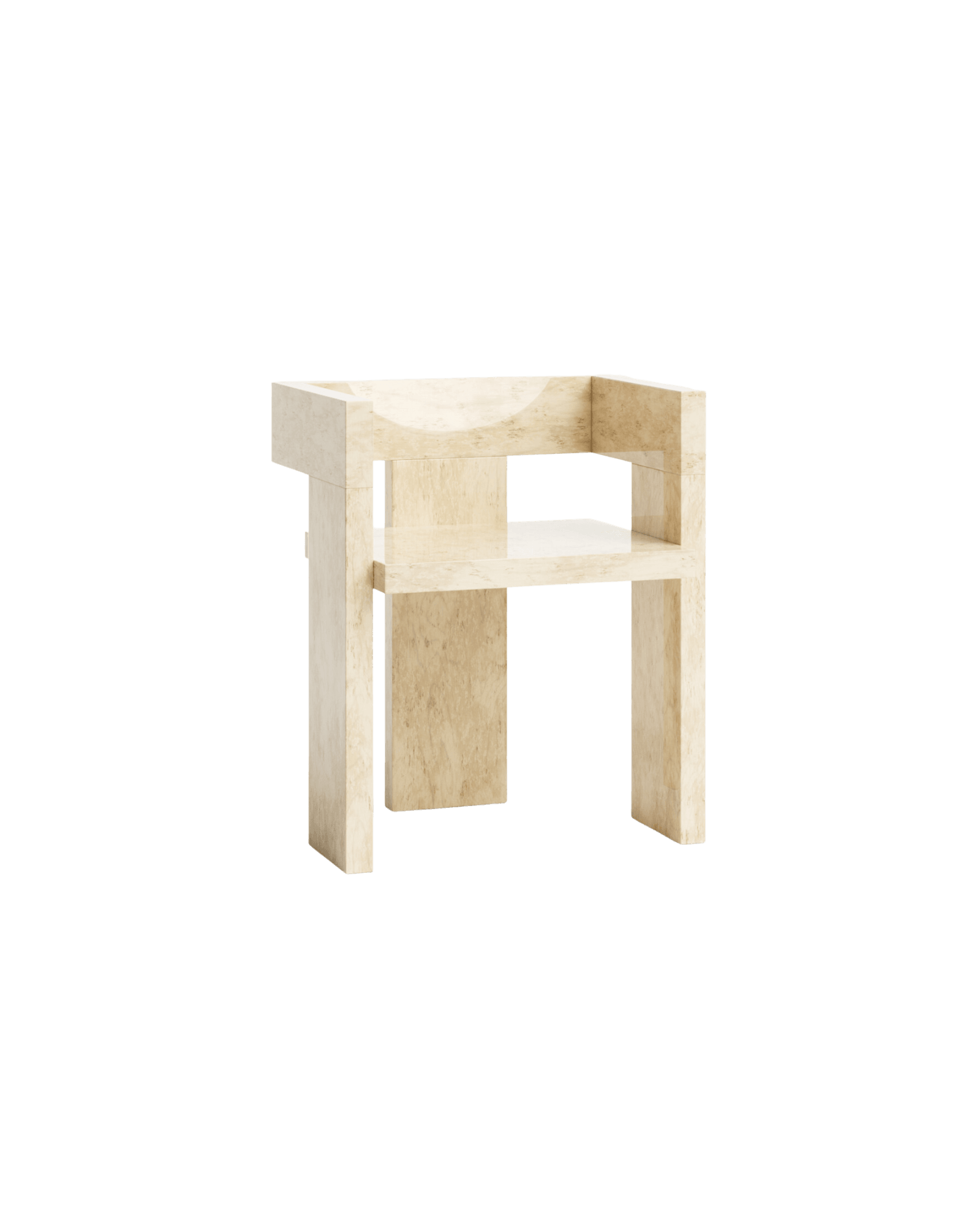 Ert Chair by Studioutte - burl wood veneer seat, half-moon backrest, blonde glossy finish