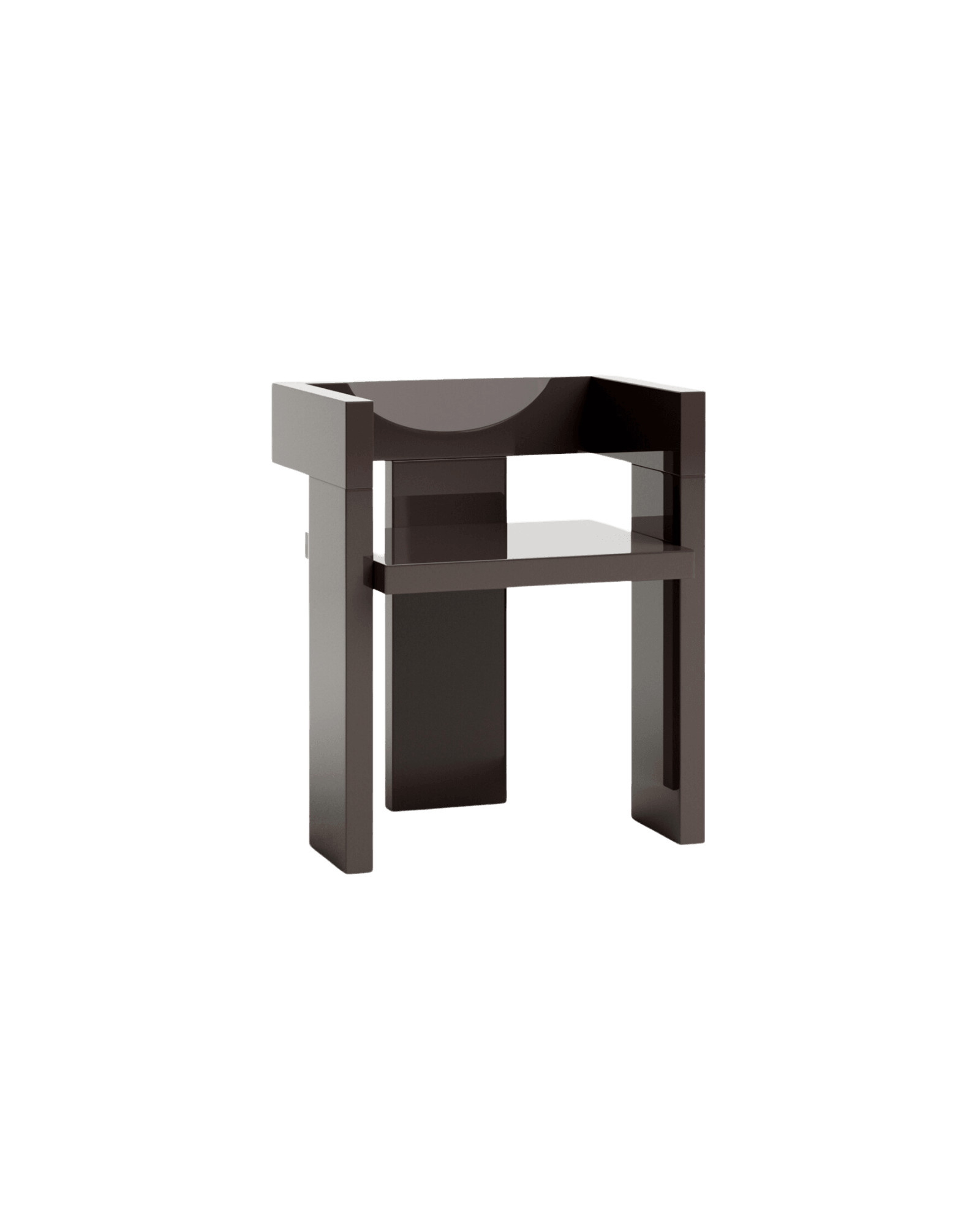Ert Chair by Studioutte - glossy gray-brown lacquer, glass panel back, SOFT SOLID collection