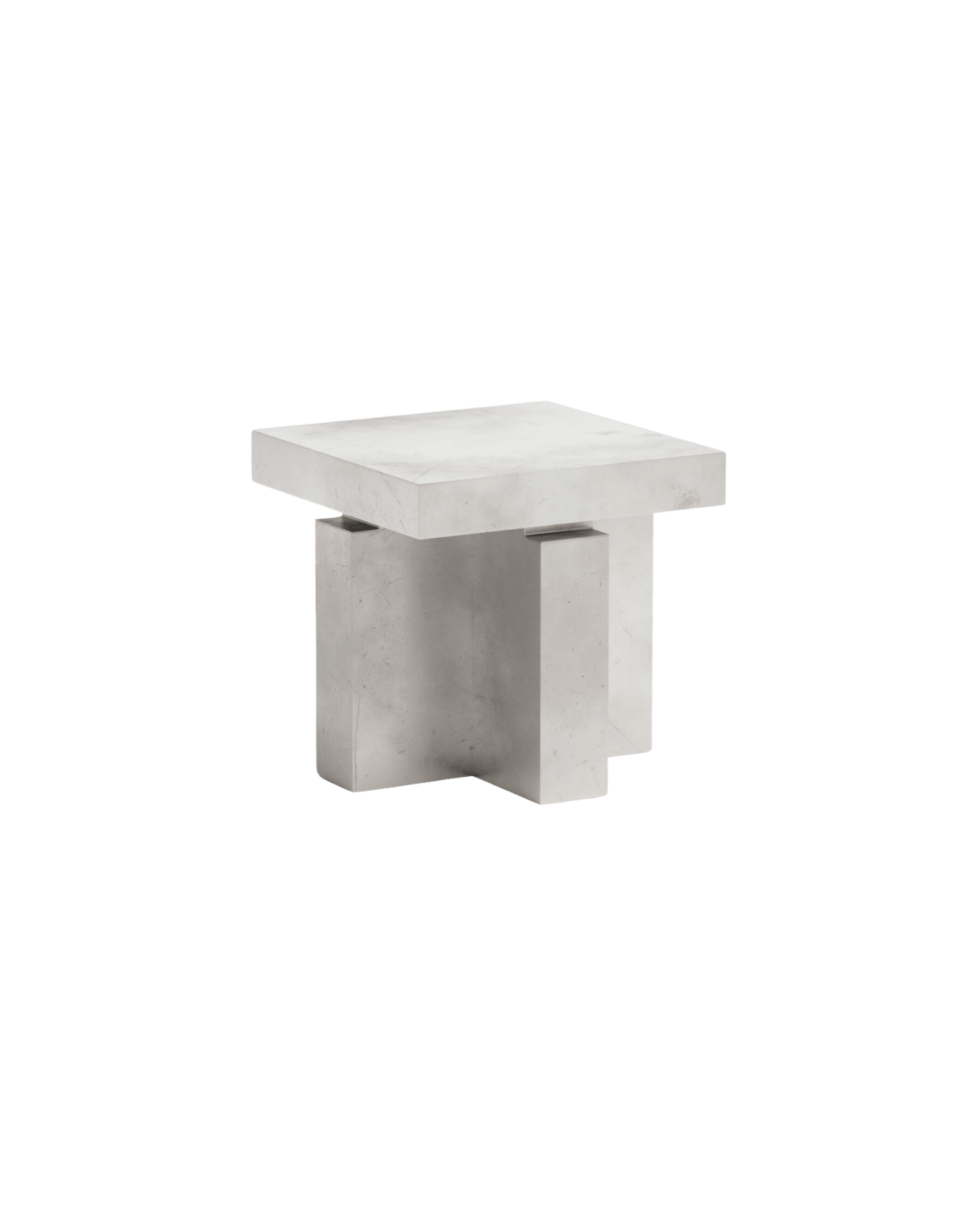 Malta stool by Studioutte - pewter-coated wood, Greek cross base, SOFT SOLID collection