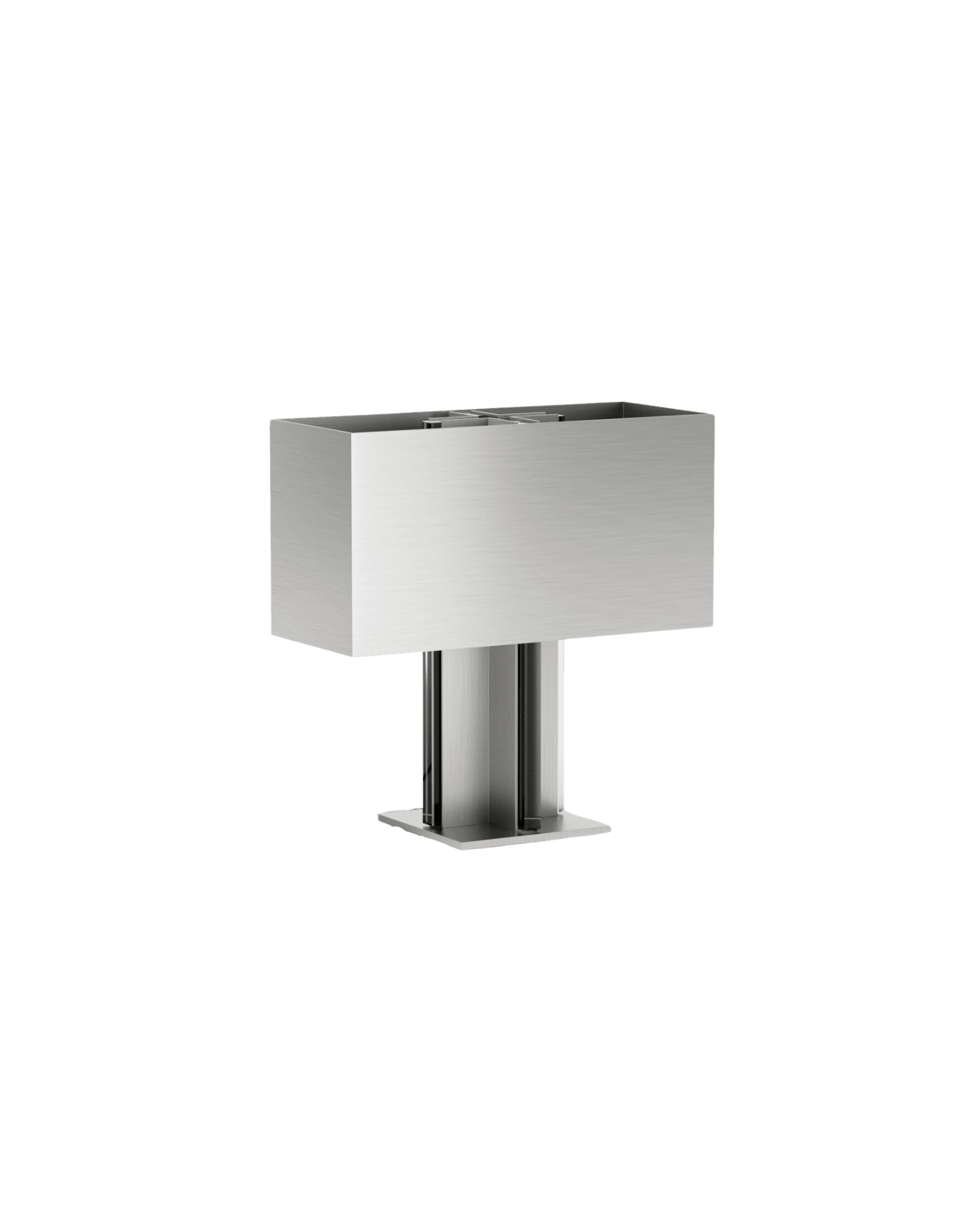 Stele Table Lamp L by Studioutte - brushed steel rectangular shade, square base, SOFT SOLID