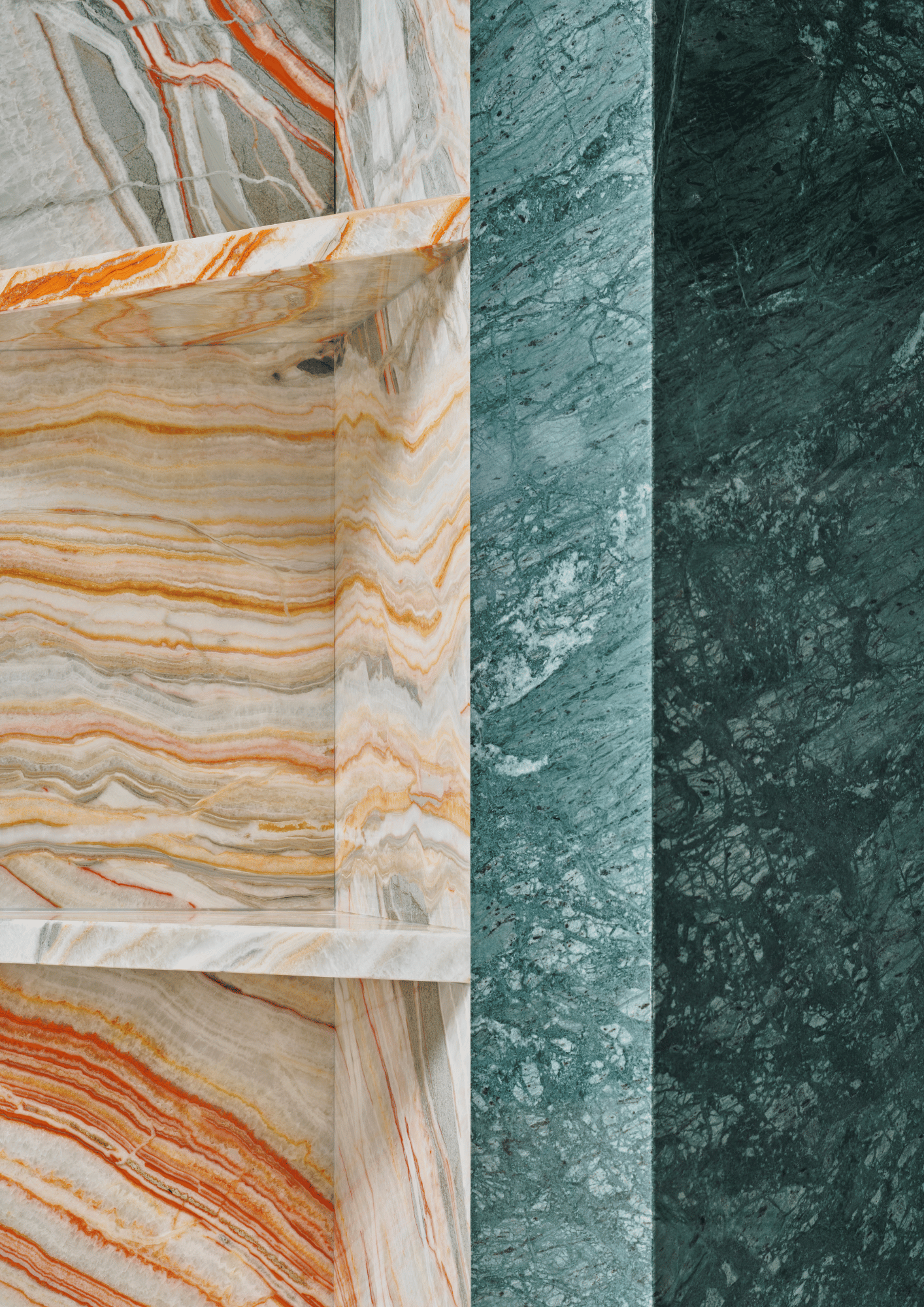 Monumental Wonders by SolidNature x OMA, made of Marble and , Satin Verde marble and Fresh Flow onyx version, picture 14