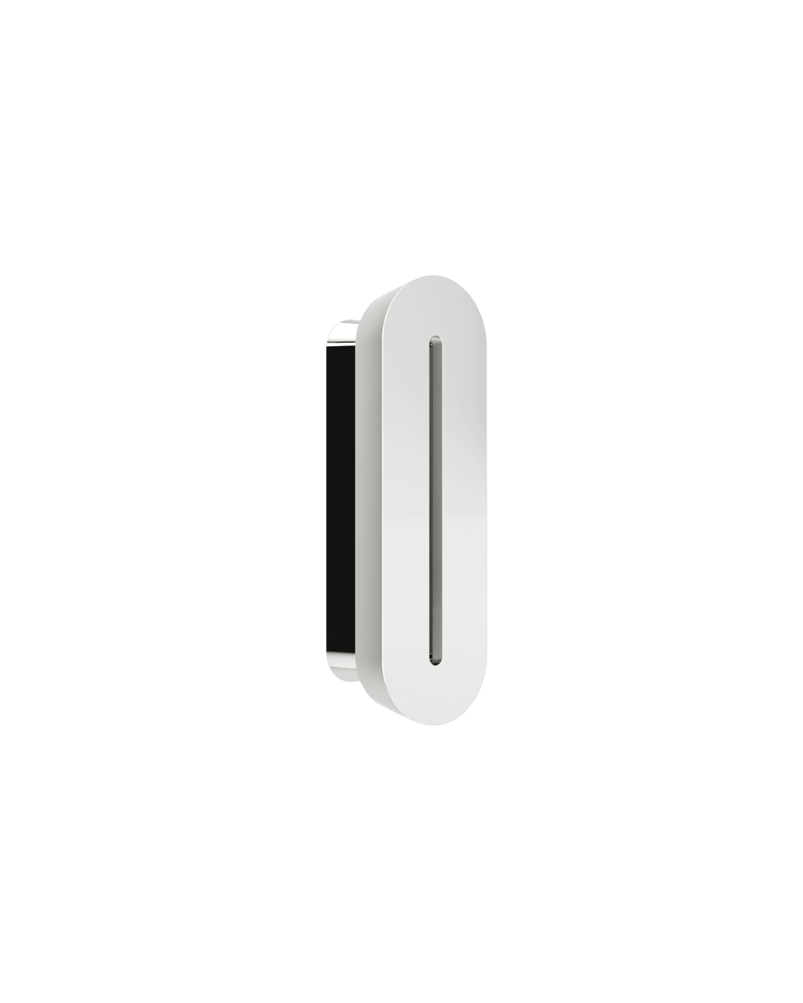 Stamp Wall Lamp Chrome by Christophe Perichon - polished steel, capsule form with vertical slit