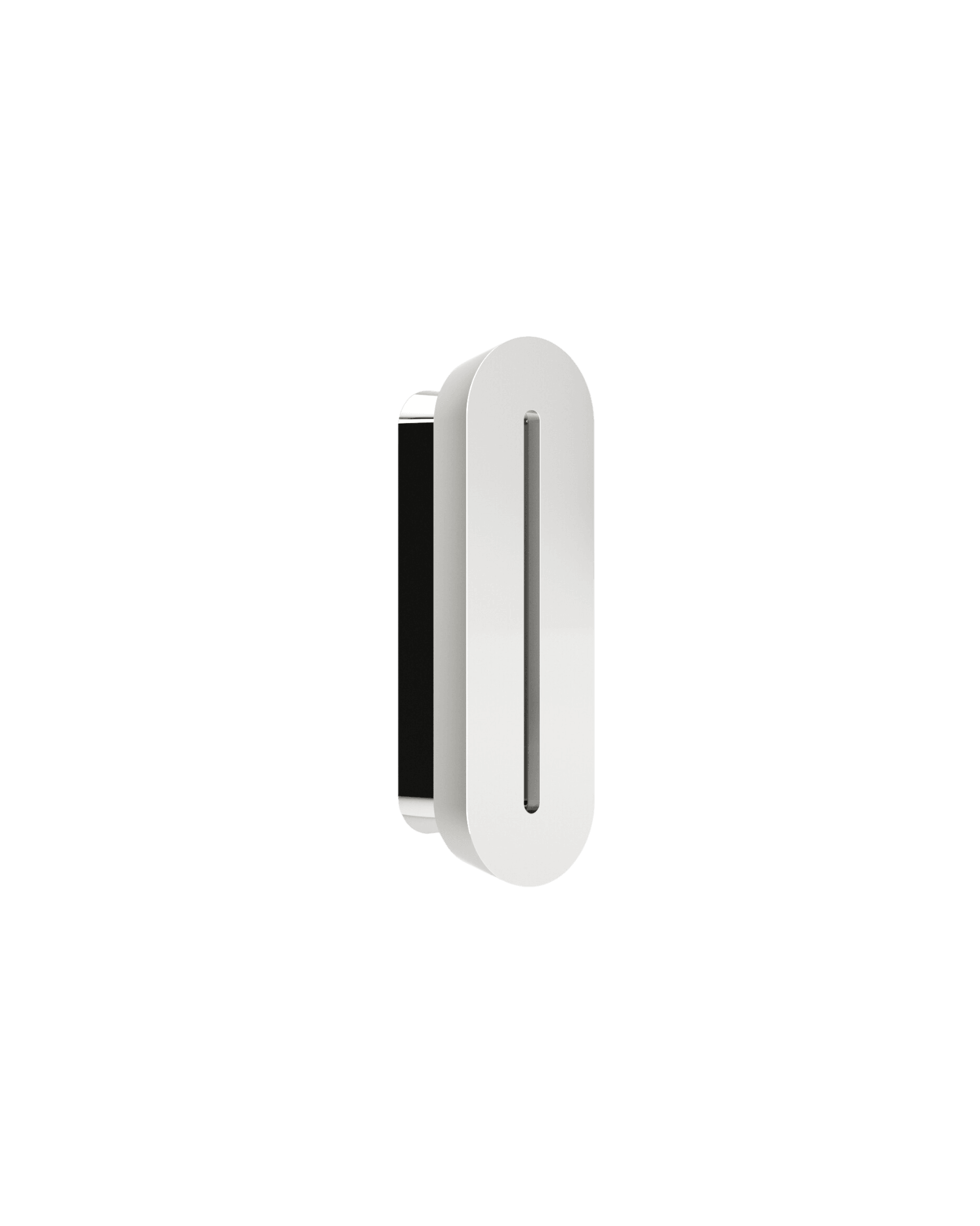 Stamp Wall Lamp Chrome by Christophe Perichon - polished steel, capsule form with vertical slit