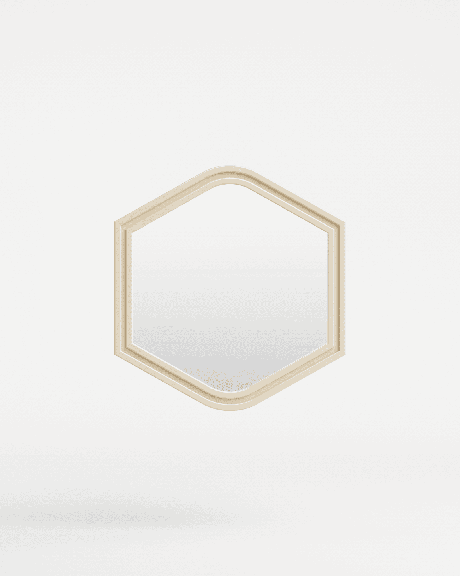 Trama hexagonal wall mirror by Studio Haddou-Dufourcq – beige stepped frame, geometric contemporary design