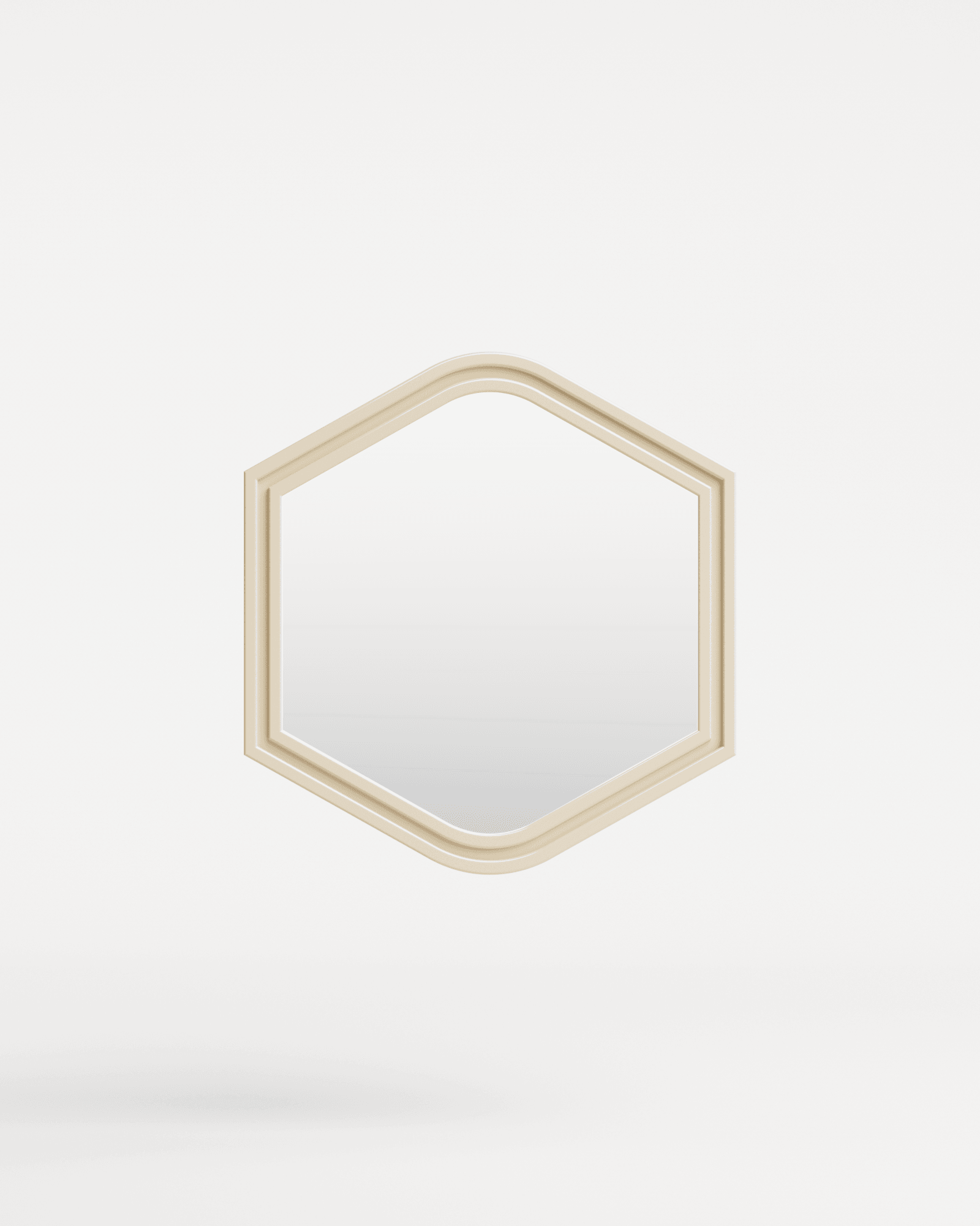 Trama hexagonal wall mirror by Studio Haddou-Dufourcq – beige stepped frame, geometric contemporary design
