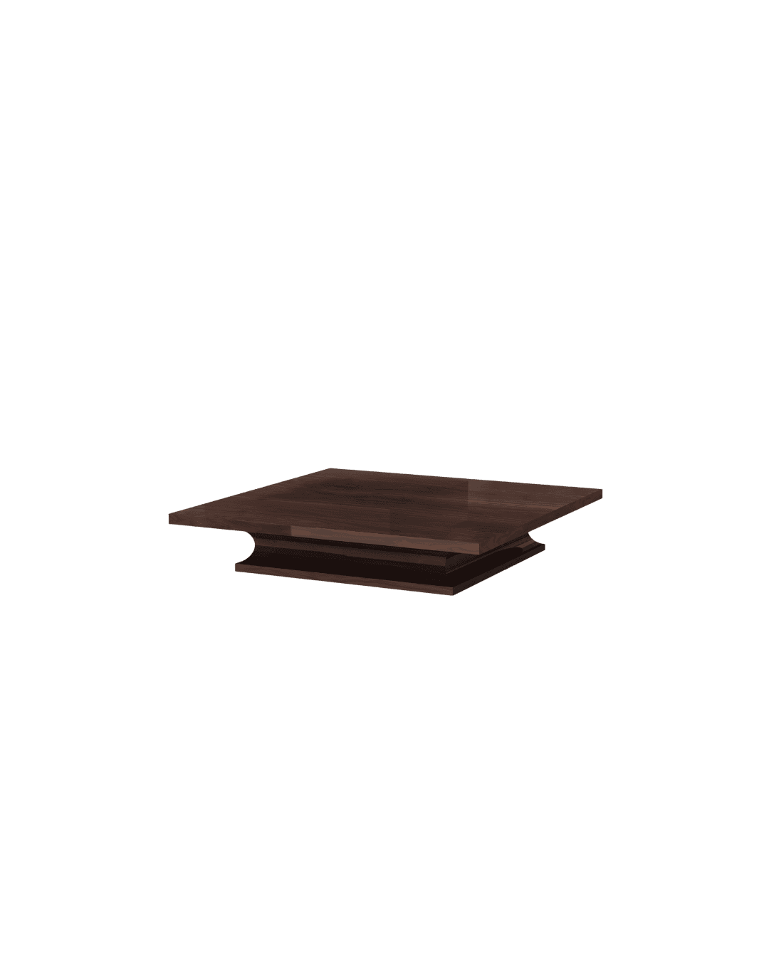 Trocadéro coffee table in dark polished wood with concave sculptural silhouette, Marika Dru
