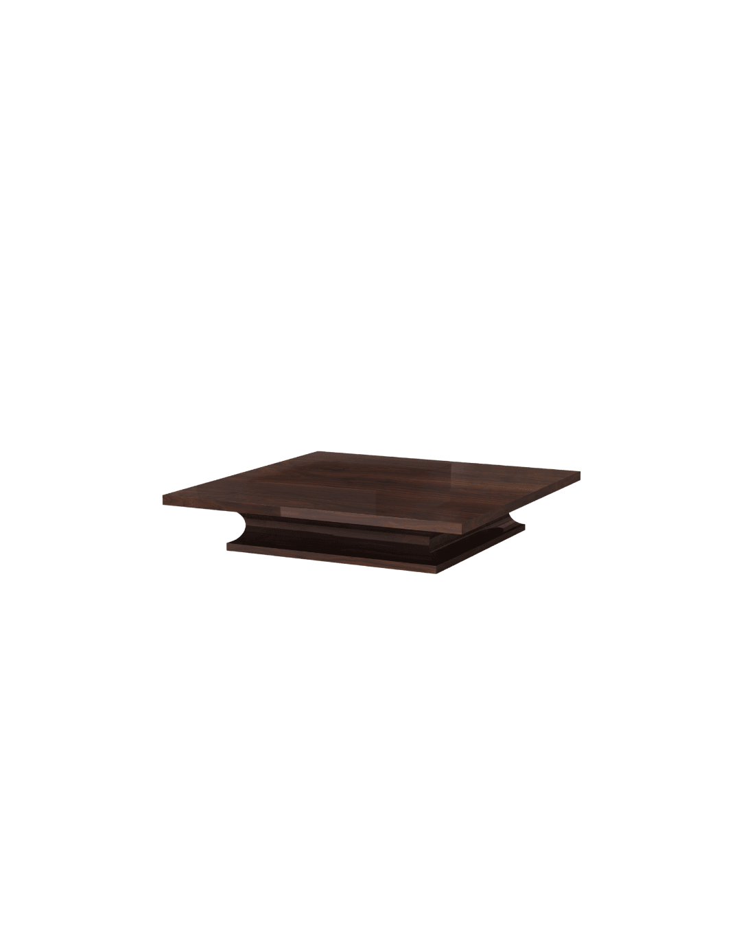 Trocadéro coffee table in dark polished wood with concave sculptural silhouette, Marika Dru