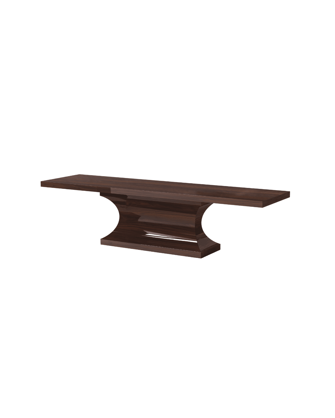 Trocadéro gallery table in dark lacquered wood with hourglass sculptural base, Marika Dru