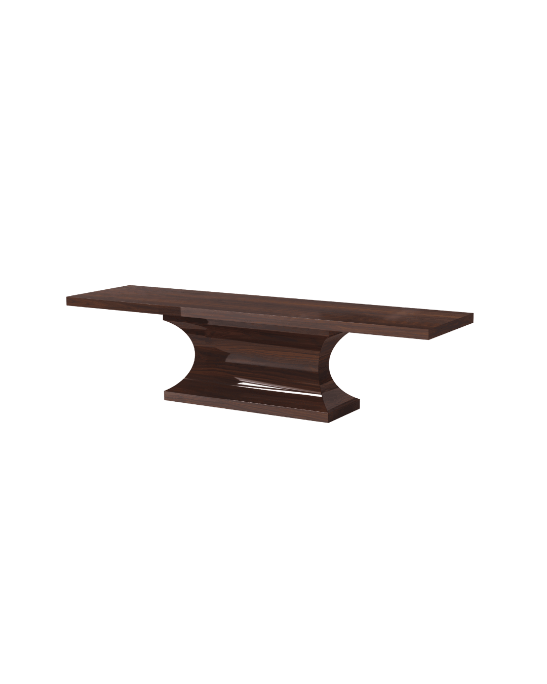Trocadéro gallery table in dark lacquered wood with hourglass sculptural base, Marika Dru
