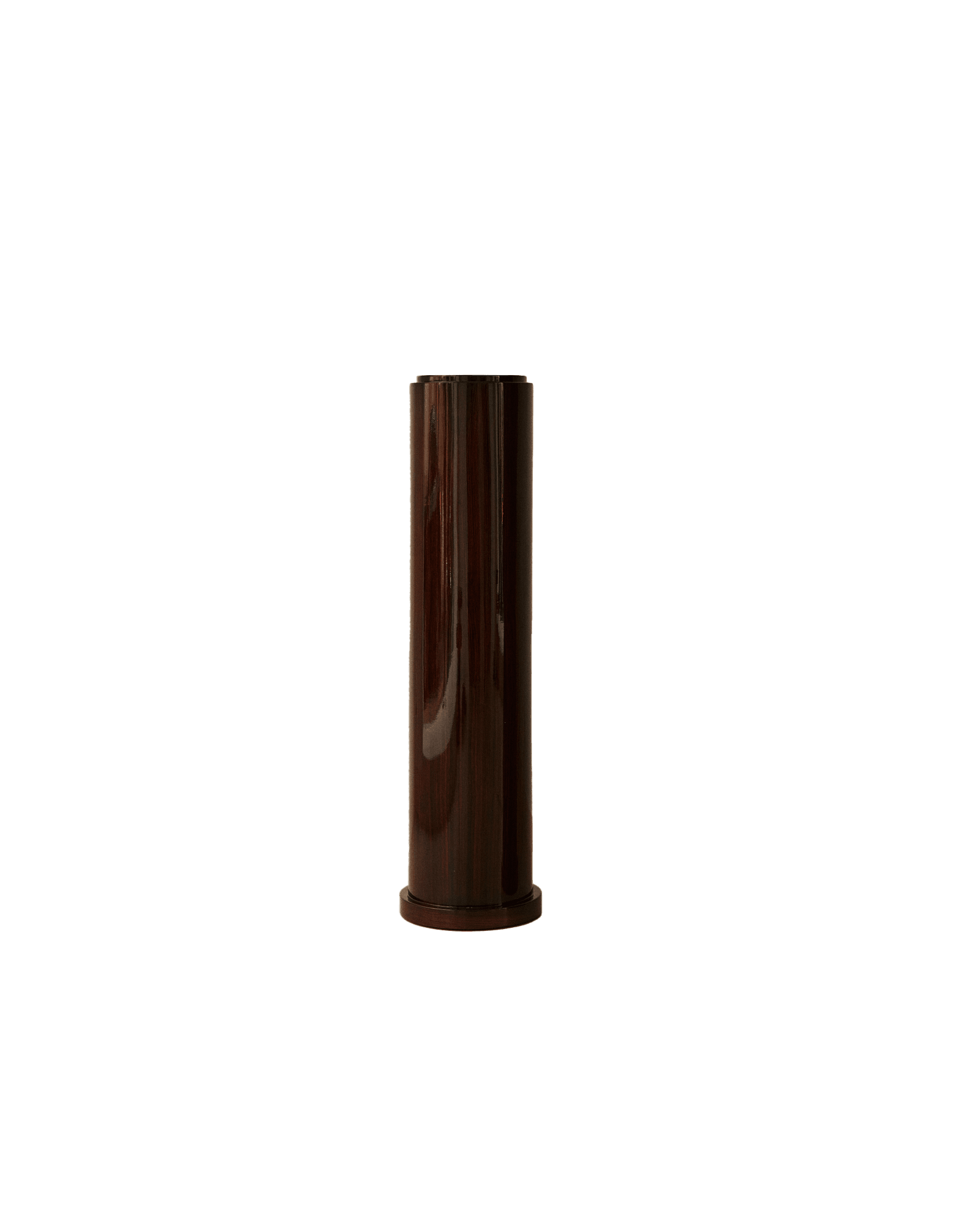 Trocadéro Stelle decorative column in highly polished dark reddish-brown wood on round base, Marika Dru