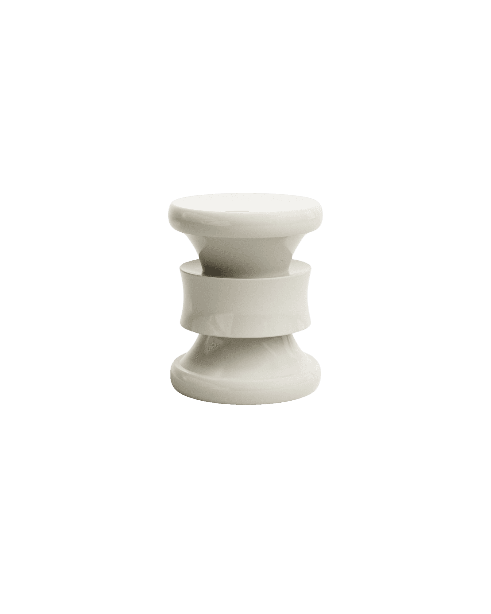 Barth Stool Lacquered in Silk Gray by Le Berre Vevaud, sculptural spool-form stool from the Umbra limited edition collection
