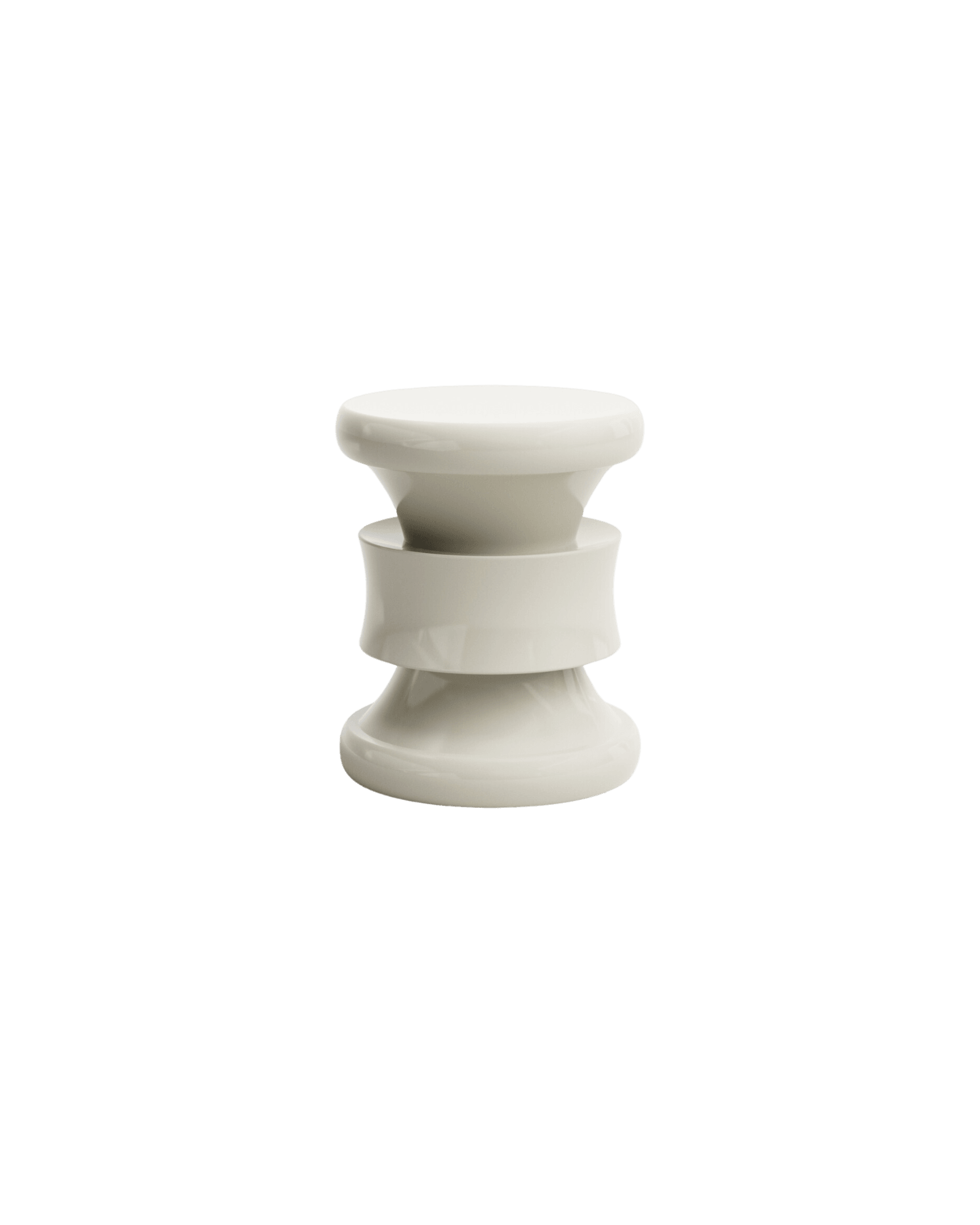 Barth Stool Lacquered in Silk Gray by Le Berre Vevaud, sculptural spool-form stool from the Umbra limited edition collection