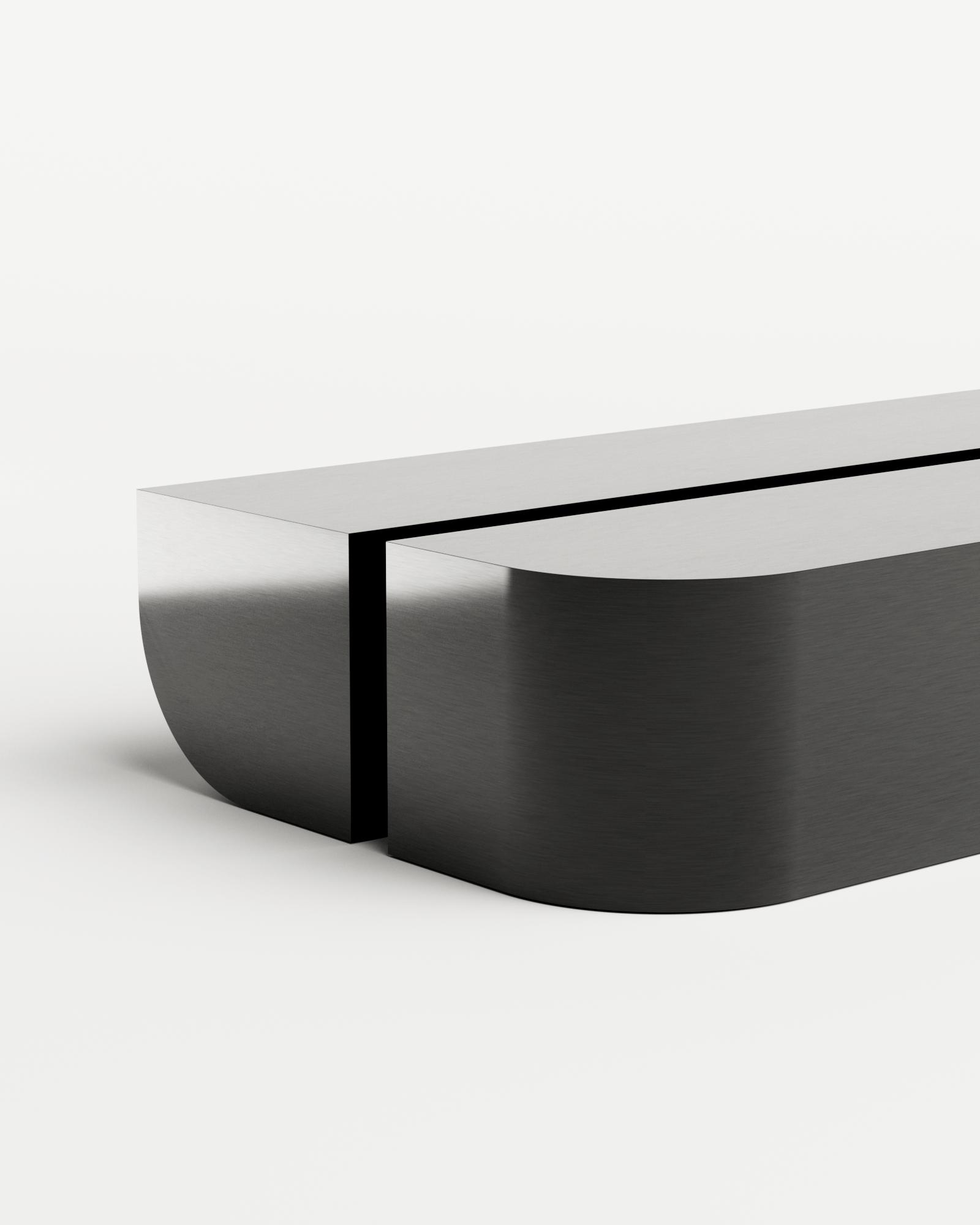 Undum and Bevel by Hadge, made of Steel and , Brushed Stainless Steel black version, picture 2