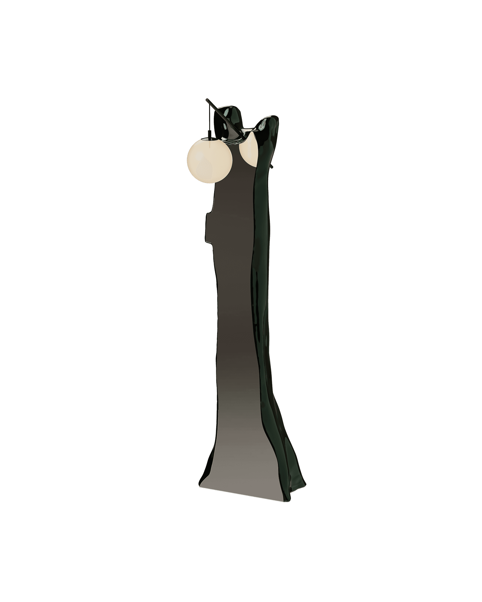 L'Arbre Lumière sculptural floor lamp in dark green glass by José Lévy, Whoody collection, Monde Singulier