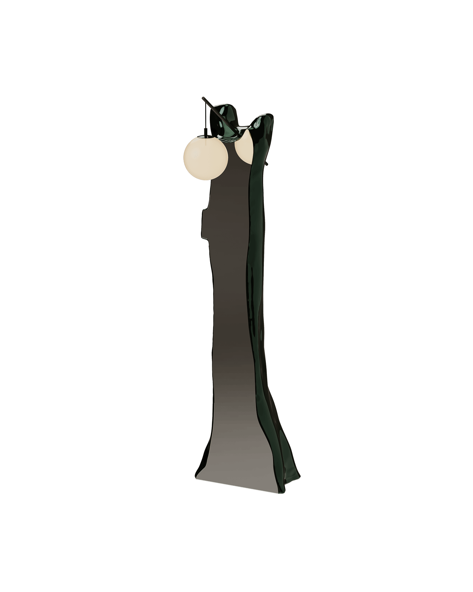 L'Arbre Lumière sculptural floor lamp in dark green glass by José Lévy, Whoody collection, Monde Singulier