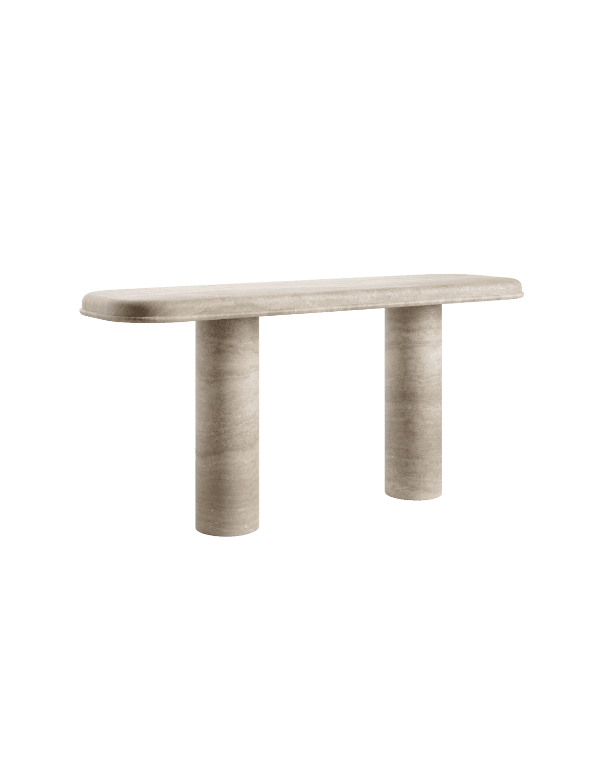 Y Console by Kelly Boukobza - travertine stone console table with cylindrical legs, Y. collection