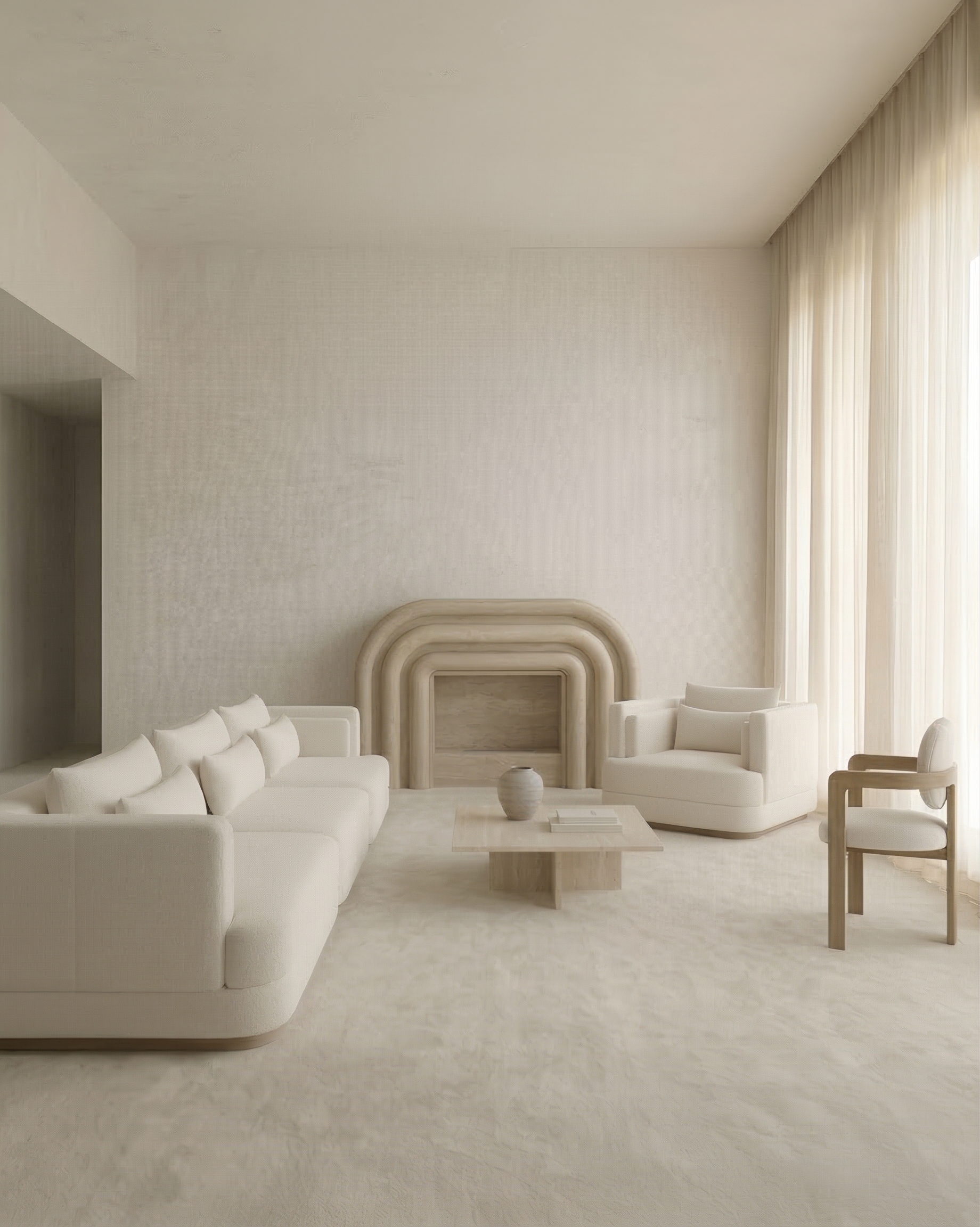 Y by Kelly Boukobza, made of Travertin and , Travertine version, picture 1