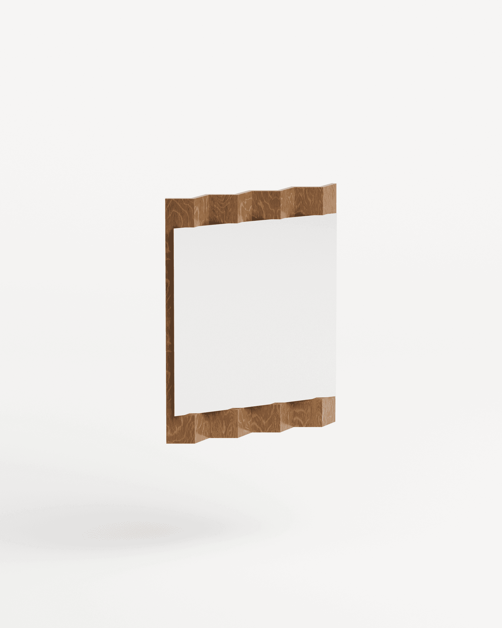 Just For Me Mirror S by Goons - oak plywood wall mirror, white panel in corrugated zigzag frame