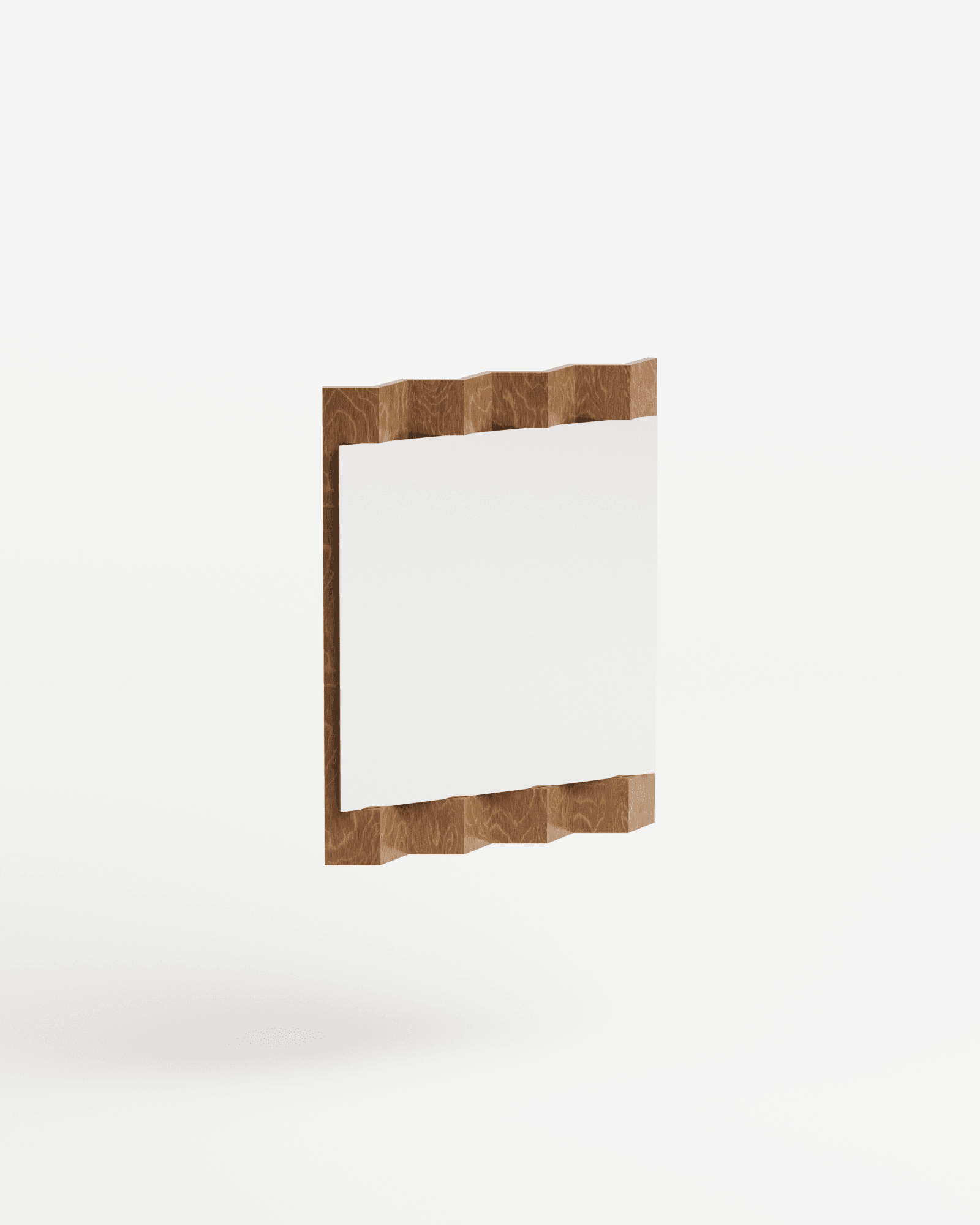 Just For Me Mirror S by Goons - oak plywood wall mirror, white panel in corrugated zigzag frame