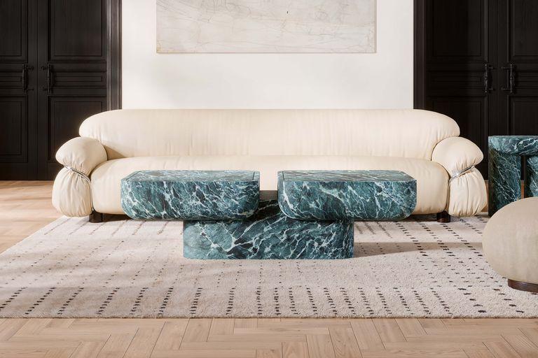 Mobilier design collectible dans un intérieur contemporain, pièce sculpturale edition limitée